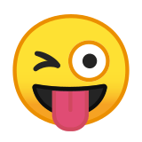 Winking Face with Tongue Emoji, Google style