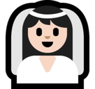 Bride with Veil Emoji with Light Skin Tone, Microsoft style