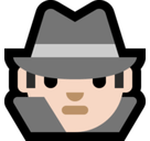 Man Detective Emoji with Light Skin Tone, Microsoft style