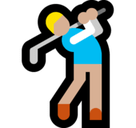 Man Golfing Emoji with Medium-Light Skin Tone, Microsoft style