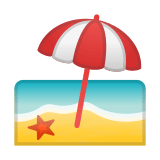 Beach with Umbrella Emoji, Google style