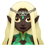 Woman Elf Emoji with Dark Skin Tone, Apple style
