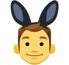 Men with Bunny Ears Partying Emoji, Facebook style