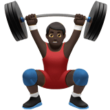 Person Lifting Weights Emoji with Dark Skin Tone, Apple style