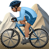 Man Mountain Biking Emoji with Medium Skin Tone, Apple style