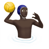 Man Playing Water Polo Emoji with Dark Skin Tone, Apple style