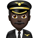 Man Pilot Emoji with Dark Skin Tone, Apple style