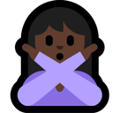 Person Gesturing No Emoji with Dark Skin Tone, Microsoft style