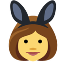 Women with Bunny Ears Partying Emoji, Facebook style