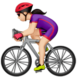 Woman Biking Emoji with Light Skin Tone, Apple style