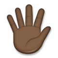 Hand with Fingers Splayed Emoji with Dark Skin Tone, LG style