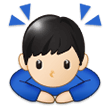 Man Bowing Emoji with Light Skin Tone, Samsung style