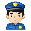 Man Police Officer Emoji with Light Skin Tone, Samsung style
