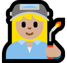 Woman Factory Worker Emoji with Medium-Light Skin Tone, Microsoft style