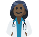 Woman Health Worker Emoji with Dark Skin Tone, Facebook style