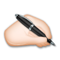 Writing Hand Emoji with Light Skin Tone, LG style