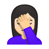 Woman Facepalming Emoji with Light Skin Tone, Google style