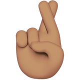 Crossed Fingers Emoji with Medium Skin Tone, Apple style