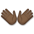 Open Hands Emoji with Dark Skin Tone, LG style