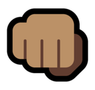 Oncoming Fist Emoji with Medium Skin Tone, Microsoft style