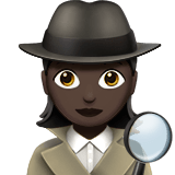 Woman Detective Emoji with Dark Skin Tone, Apple style