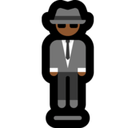 Man in Suit Levitating Emoji with Medium-Dark Skin Tone, Microsoft style