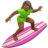 Woman Surfing Emoji with Medium-Dark Skin Tone, Apple style