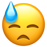 Downcast Face with Sweat Emoji, Apple style
