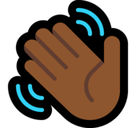 Waving Hand Emoji with Medium-Dark Skin Tone, Microsoft style