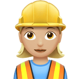 Woman Construction Worker Emoji with Medium-Light Skin Tone, Apple style