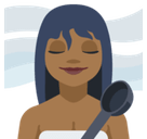 Woman in Steamy Room Emoji with Medium-Dark Skin Tone, Facebook style