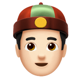 Man with Chinese Cap Emoji with Light Skin Tone, Apple style