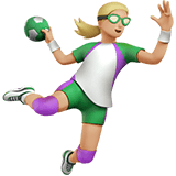 Woman Playing Handball Emoji with Medium-Light Skin Tone, Apple style