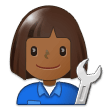 Woman Mechanic Emoji with Medium-Dark Skin Tone, Samsung style