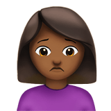 Woman Frowning Emoji with Medium-Dark Skin Tone, Apple style