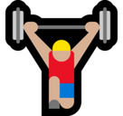 Man Lifting Weights Emoji with Medium-Light Skin Tone, Microsoft style