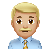 Man Office Worker Emoji with Medium-Light Skin Tone, Apple style