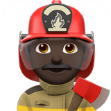 Man Firefighter Emoji with Dark Skin Tone, Apple style