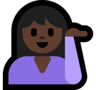 Woman Tipping Hand Emoji with Dark Skin Tone, Microsoft style