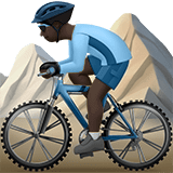 Person Mountain Biking Emoji with Dark Skin Tone, Apple style