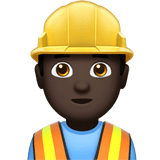 Man Construction Worker Emoji with Dark Skin Tone, Apple style