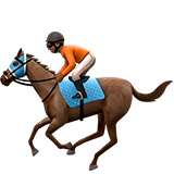 Horse Racing Emoji with Medium-Dark Skin Tone, Apple style