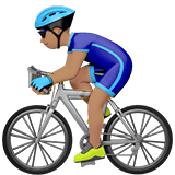 Man Biking Emoji with Medium Skin Tone, Apple style