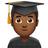 Man Student Emoji with Medium-Dark Skin Tone, Apple style