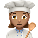 Woman Cook Emoji with Medium Skin Tone, Apple style