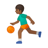 Man Bouncing Ball Emoji with Medium-Dark Skin Tone, Google style
