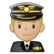 Man Pilot Emoji with Medium-Light Skin Tone, Samsung style