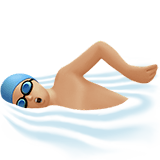 Man Swimming Emoji with Medium-Light Skin Tone, Apple style