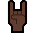 Sign of the Horns Emoji with Dark Skin Tone, Microsoft style