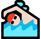 Person Swimming Emoji with Light Skin Tone, Microsoft style